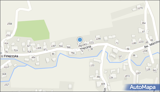 Radziechowy, św. Marcina, 264, mapa Radziechowy