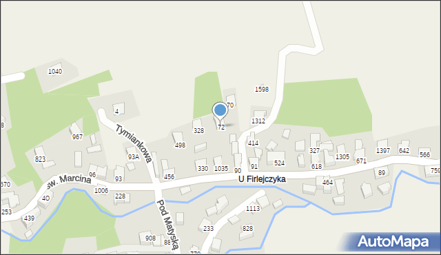 Radziechowy, św. Marcina, 72, mapa Radziechowy