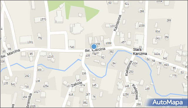 Radziechowy, św. Marcina, 734, mapa Radziechowy