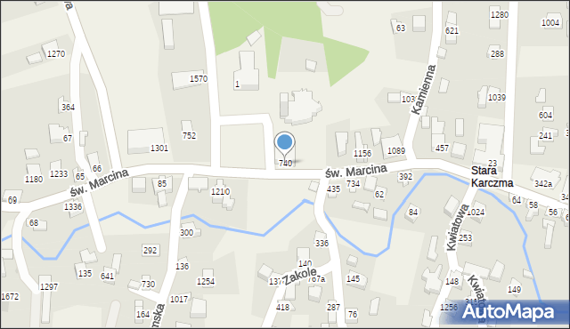 Radziechowy, św. Marcina, 740, mapa Radziechowy