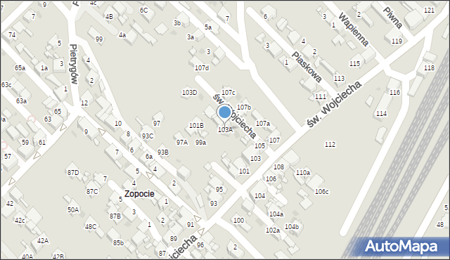 Radzionków, św. Wojciecha, 103A, mapa Radzionków