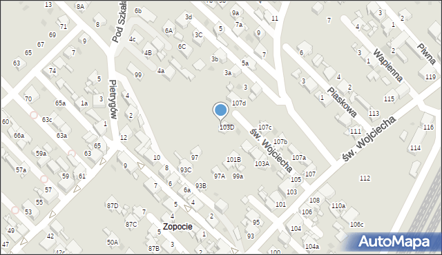 Radzionków, św. Wojciecha, 103c, mapa Radzionków