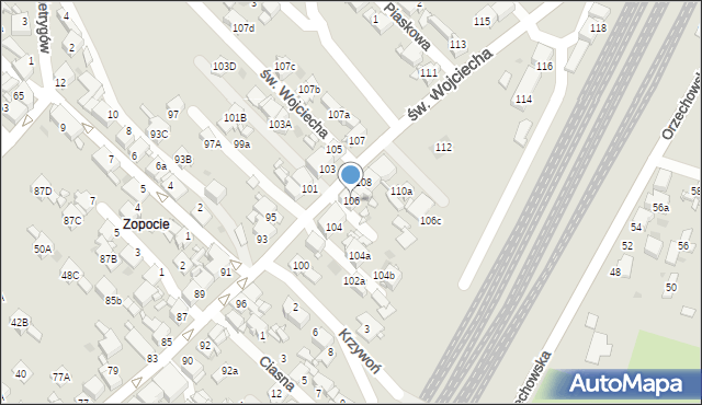 Radzionków, św. Wojciecha, 106a, mapa Radzionków