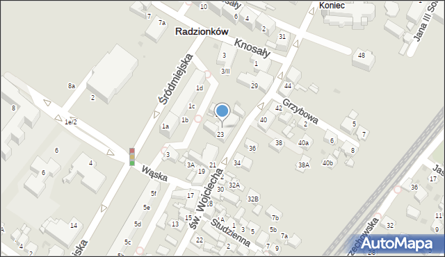 Radzionków, św. Wojciecha, 25, mapa Radzionków