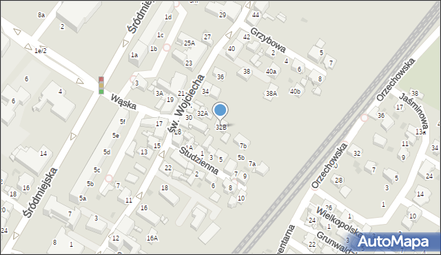 Radzionków, św. Wojciecha, 32B, mapa Radzionków