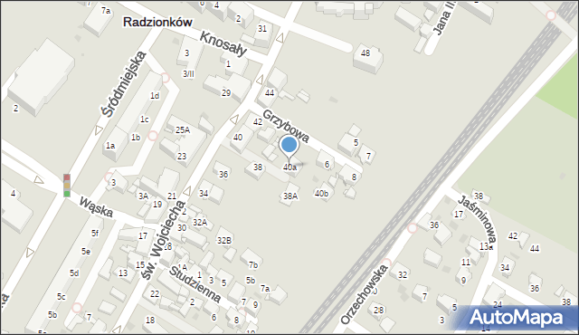 Radzionków, św. Wojciecha, 40a, mapa Radzionków