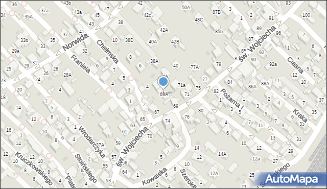 Radzionków, św. Wojciecha, 69A, mapa Radzionków