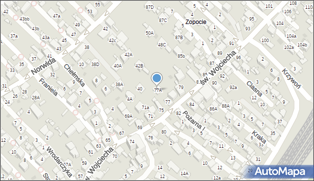 Radzionków, św. Wojciecha, 77A, mapa Radzionków