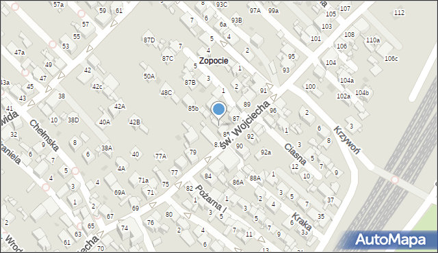 Radzionków, św. Wojciecha, 85A, mapa Radzionków