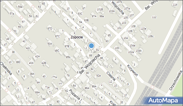Radzionków, św. Wojciecha, 89A, mapa Radzionków