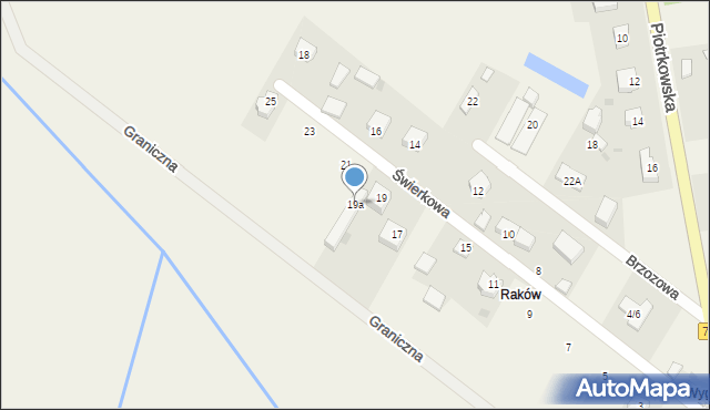 Raków, Świerkowa, 19a, mapa Raków