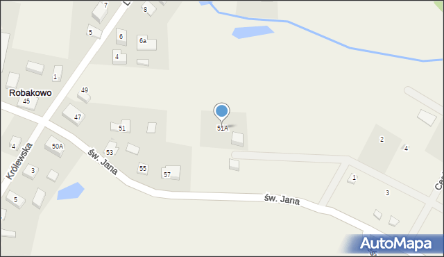 Robakowo, św. Jana, 51A, mapa Robakowo