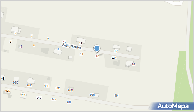 Rurzyca, Świerkowa, 12, mapa Rurzyca