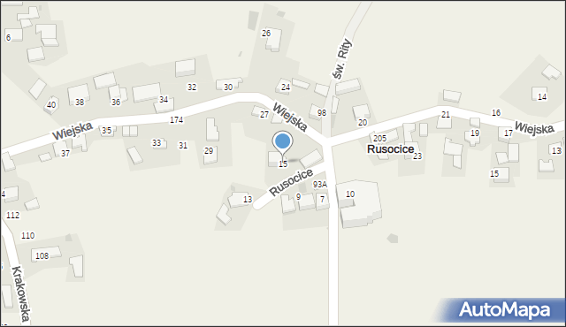 Rusocice, św. Szarbela, 15, mapa Rusocice