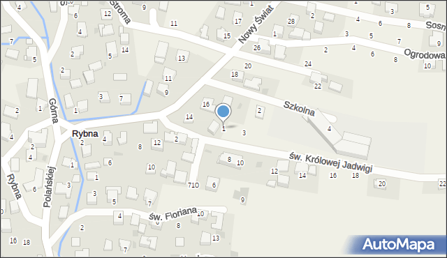 Rybna, św. Królowej Jadwigi, 1, mapa Rybna