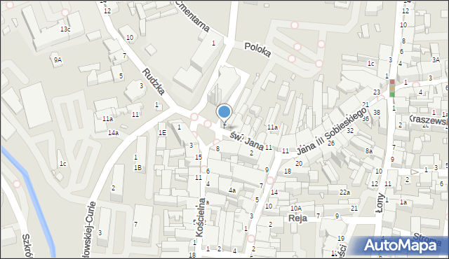 Rybnik, św. Jana, 1, mapa Rybnika