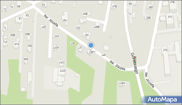 Rybnik, św. Józefa, 135, mapa Rybnika