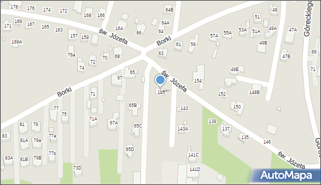 Rybnik, św. Józefa, 145, mapa Rybnika