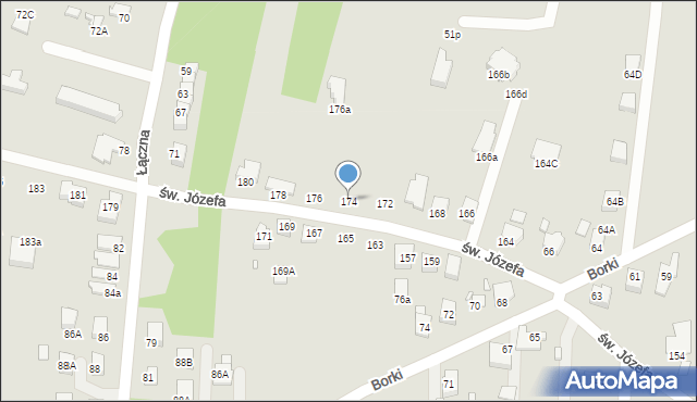 Rybnik, św. Józefa, 174, mapa Rybnika