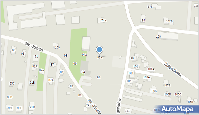 Rybnik, św. Józefa, 92a, mapa Rybnika