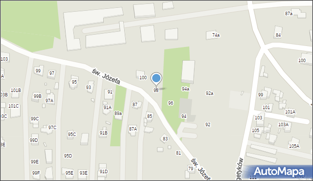 Rybnik, św. Józefa, 98, mapa Rybnika
