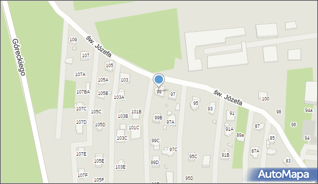 Rybnik, św. Józefa, 99, mapa Rybnika