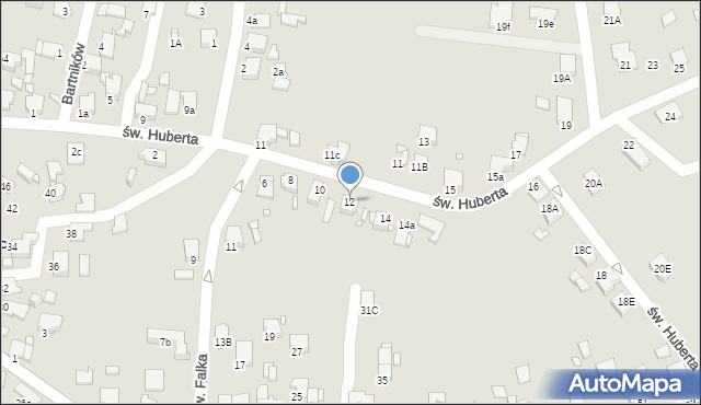 Rybnik, św. Huberta, 12, mapa Rybnika