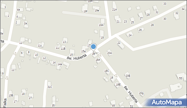Rybnik, św. Huberta, 16, mapa Rybnika