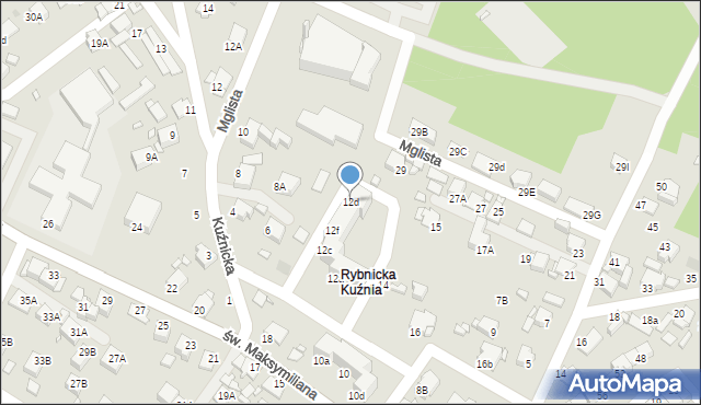 Rybnik, św. Maksymiliana, 12d, mapa Rybnika