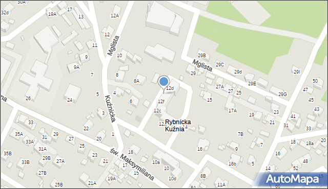 Rybnik, św. Maksymiliana, 12e, mapa Rybnika