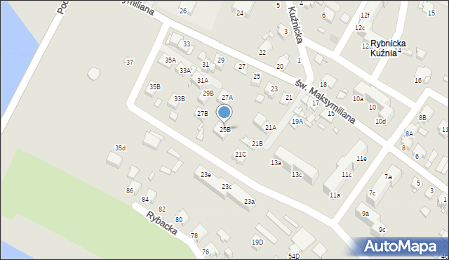 Rybnik, św. Maksymiliana, 25B, mapa Rybnika