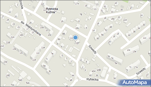 Rybnik, św. Maksymiliana, 2B, mapa Rybnika