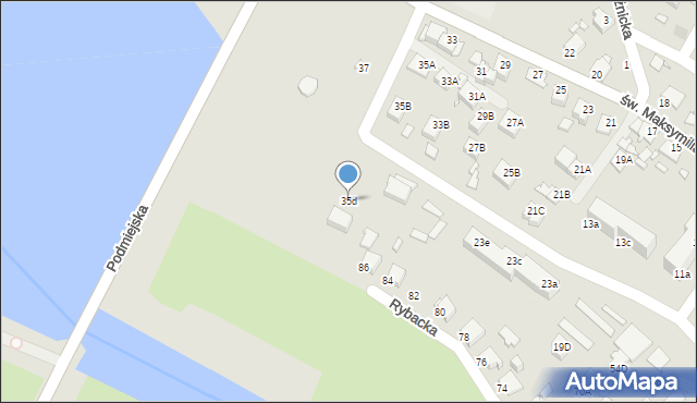 Rybnik, św. Maksymiliana, 35d, mapa Rybnika