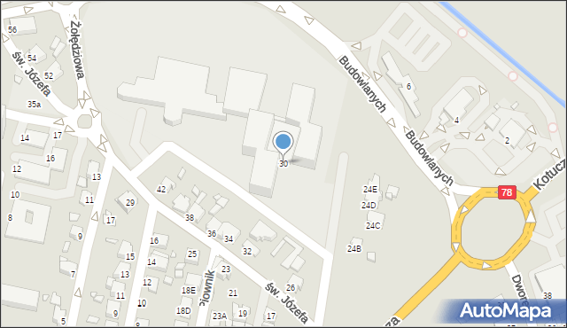 Rybnik, św. Józefa, 30, mapa Rybnika