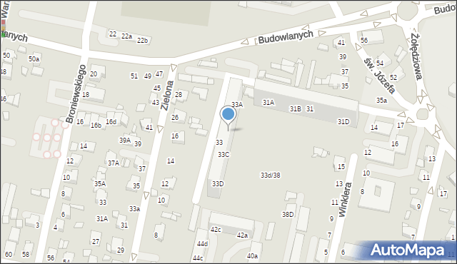 Rybnik, św. Józefa, 33B, mapa Rybnika