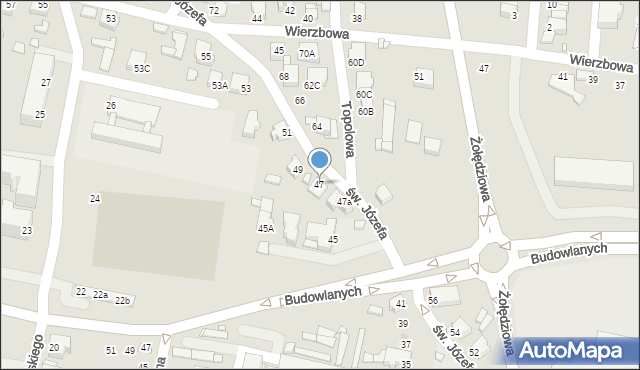 Rybnik, św. Józefa, 47, mapa Rybnika