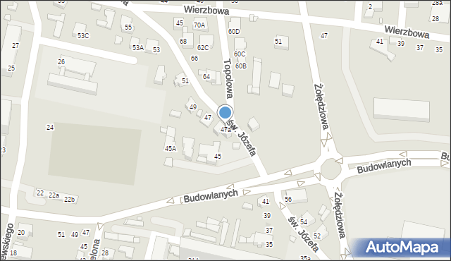 Rybnik, św. Józefa, 47a, mapa Rybnika