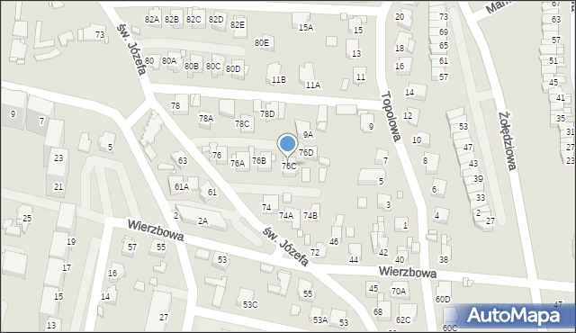 Rybnik, św. Józefa, 76C, mapa Rybnika