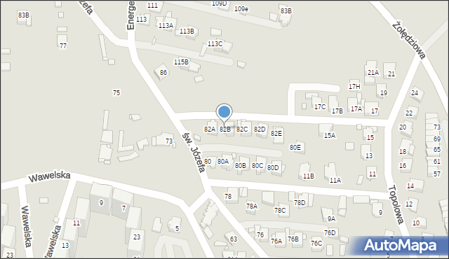 Rybnik, św. Józefa, 82B, mapa Rybnika
