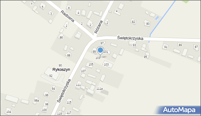 Rykoszyn, Świętokrzyska, 101, mapa Rykoszyn