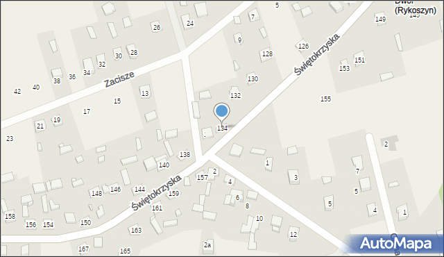 Rykoszyn, Świętokrzyska, 134, mapa Rykoszyn
