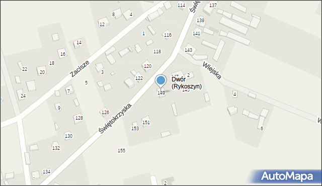 Rykoszyn, Świętokrzyska, 149, mapa Rykoszyn