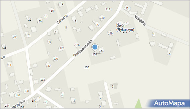 Rykoszyn, Świętokrzyska, 153, mapa Rykoszyn