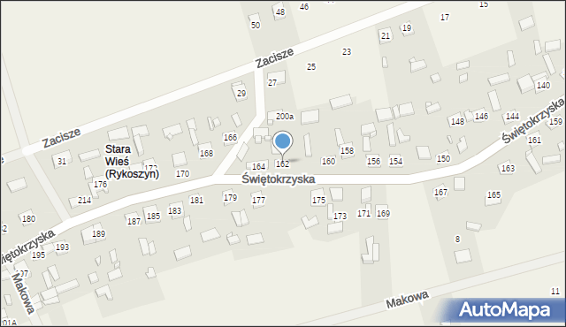 Rykoszyn, Świętokrzyska, 162, mapa Rykoszyn