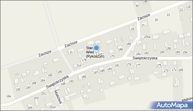 Rykoszyn, Świętokrzyska, 174, mapa Rykoszyn