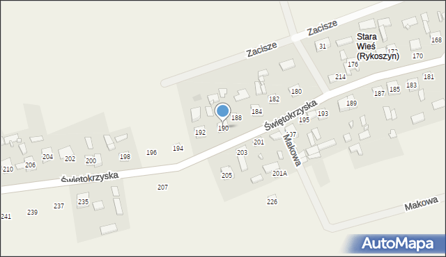 Rykoszyn, Świętokrzyska, 190, mapa Rykoszyn