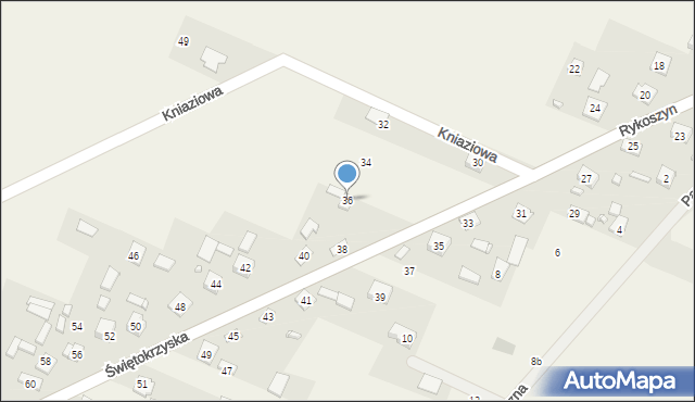 Rykoszyn, Świętokrzyska, 36, mapa Rykoszyn