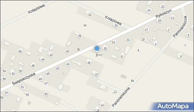 Rykoszyn, Świętokrzyska, 37, mapa Rykoszyn