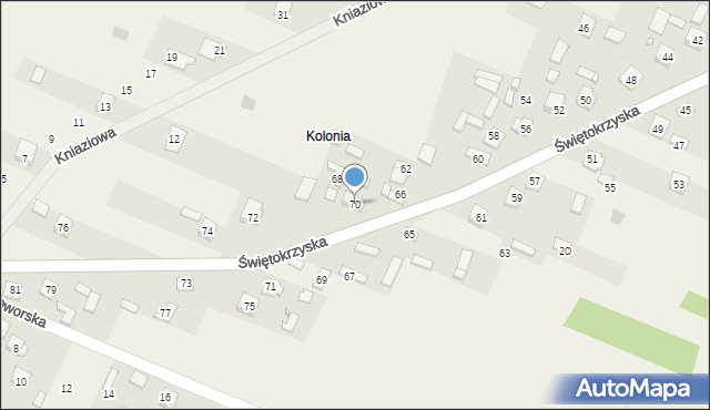 Rykoszyn, Świętokrzyska, 70, mapa Rykoszyn