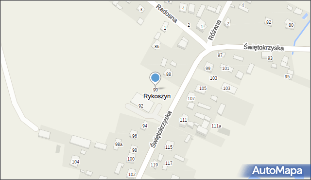 Rykoszyn, Świętokrzyska, 90, mapa Rykoszyn